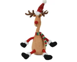 KAEMINGK Peluche Renne animé avec bonnet Père Noël - 14 x 22,9 x 54,6 cm