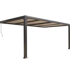 COULEURS DU MONDE Pergola adossée bioclimatique anthracite Charlotte - 3,5 x 5 x 2,4 m