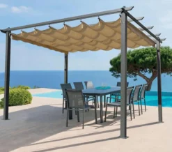 Hot OZALIDE Pergola aluminium écru Oregon - 3x3m