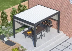 Outlet Pergola bioclimatique manuelle STAR LED 3x4m Grey/Blanc - PROLOISIRS