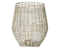 Hot KAEMINGK Photophore en fer blanc et or - Ø 15 x H 17 cm