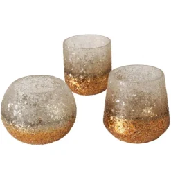 Clearance BOLTZE Photophore en verre Jaenna finition champagne et or rose - Ø 12 x H 10,5 cm