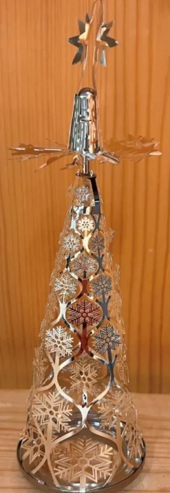 New Photophore pyramide en céramique motif flocons - H 21 cm