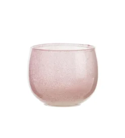 Clearance Photophore rond coloris rose en verre - 8 x 9,5 cm