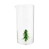New Pichet en verre transparent avec décor sapin vert - 1,4 L