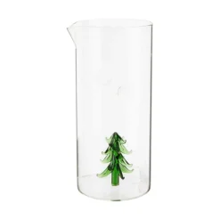 New Pichet en verre transparent avec décor sapin vert - 1,4 L