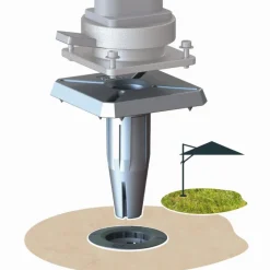 Outlet GARD & ROCK Pied amovible parasol déporté fixation universelle coloris gris en aluminium Gard&Rock - 17 x 17 x 18 cm