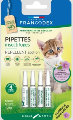 New FRANCODEX Pipettes antiparasitaires répulsives pour chaton - 4 x 0,6 ml