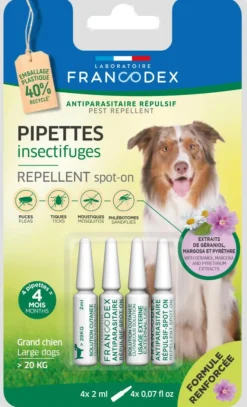 Online FRANCODEX Pipettes antiparasitaires répulsives pour grand chien de plus de 20 kg - 4 x 2 ml