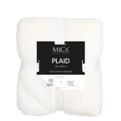 Discount EDELMAN Plaid polaire blanc cassé en polyester Mardy - 200 x 150 cm