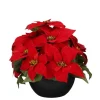 EDELMAN Plante artificielle Poinsettia rouge en pot - Ø 35 x H 30 cm