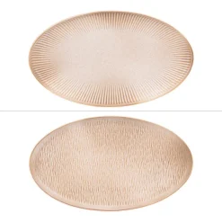 Sale BASTIDE Plat ovale en grès beige Miyaki - 33 x 24 cm (Produit vendu à l'unité, livré aléatoirement parmi 2 modèles assortis)