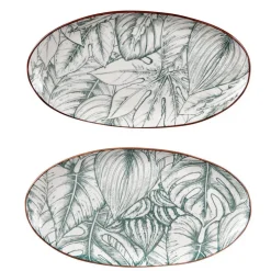 Clearance BASTIDE DIFFUSION Plat ovale en porcelaine marron/blanche à motif Paraguay – 25 x 13 cm