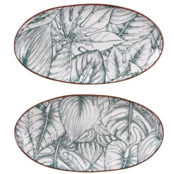 Discount BASTIDE DIFFUSION Plat ovale en porcelaine marron/blanche à motif Paraguay – 35,5 x 19 cm