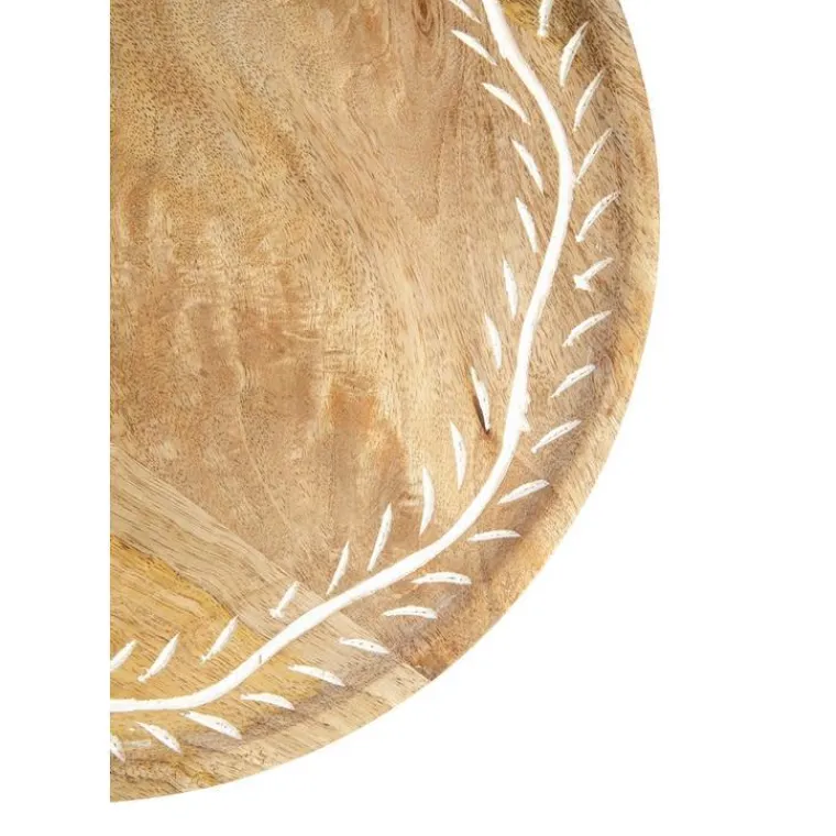 Hot Plateau rond gris coloris bois en bois de manguier - Ø 30 cm