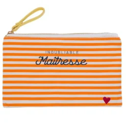 New CADES DESIGN Pochette en coton rayé rouge et blanc Ella Incroyable Maman - 20 x 12 cm