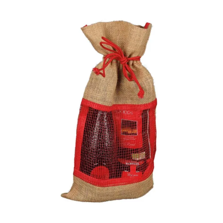 Clearance CAVSERVICE Pochon en toile de jute coloris beige avec fenêtre filet et lien de serrage Cav Service - 23 x 40 cm