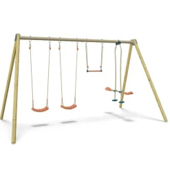 ALÉO BY TRIGANO Portique 2 balançoires en bois et métal Trigano - 2,32 m