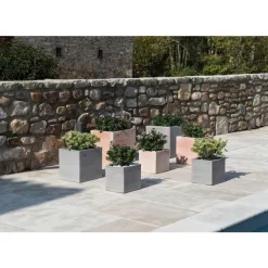 Online POTERIE GOICOECHEA Pot carré contemporain en terre claire 40x40x40 cm