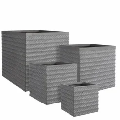 New EDELMAN Pot carré en matière synthétique gris Corda - 37 x 37 x 37 cm