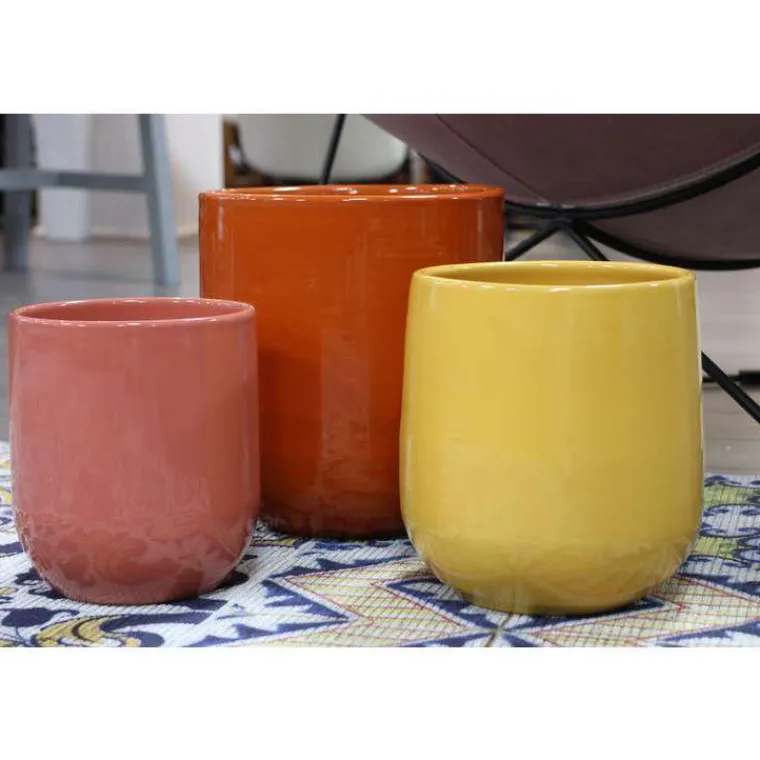 Hot LES POTERIES D'ALBI Pot coloris orange en terre émaillée Saintrop - Ø 23 cm