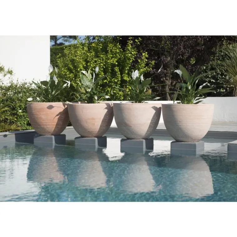 Outlet POTERIE GOICOECHEA Pot Cuvier bas contemporain en terre claire H 26 x Ø 36 cm