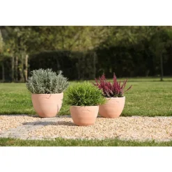 Outlet POTERIE GOICOECHEA Pot Cuvier bas contemporain en terre claire H 17 x Ø 23 cm