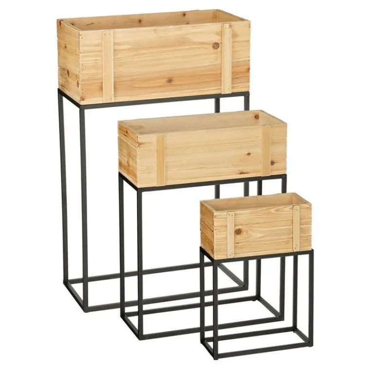 Clearance EDELMAN Pot d'intérieur sur pied coloris marron en bois Nando - 50 x 25 x 80 cm