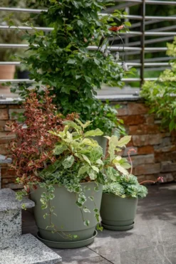 Discount EDA Pot en matière recyclée coloris vert kaki Poetic Joy 40 - Ø 38,6 x H 31,2 cm