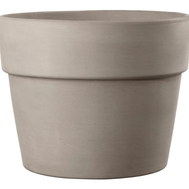 Clearance DEROMA Pot en terre cuite gris clair Perfetto Grafite - Ø 50 x H 38,9 cm