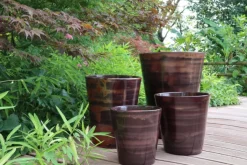 Online LES POTERIES D'ALBI Pot en terre cuite émaillée marron Châtaigne Les Poteries d’Albi Sydney - Ø 37 x H 44 cm