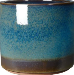 Hot DEROMA Pot en terre cuite émaillée coloris bleu Océan - Ø 30 x H 27 cm
