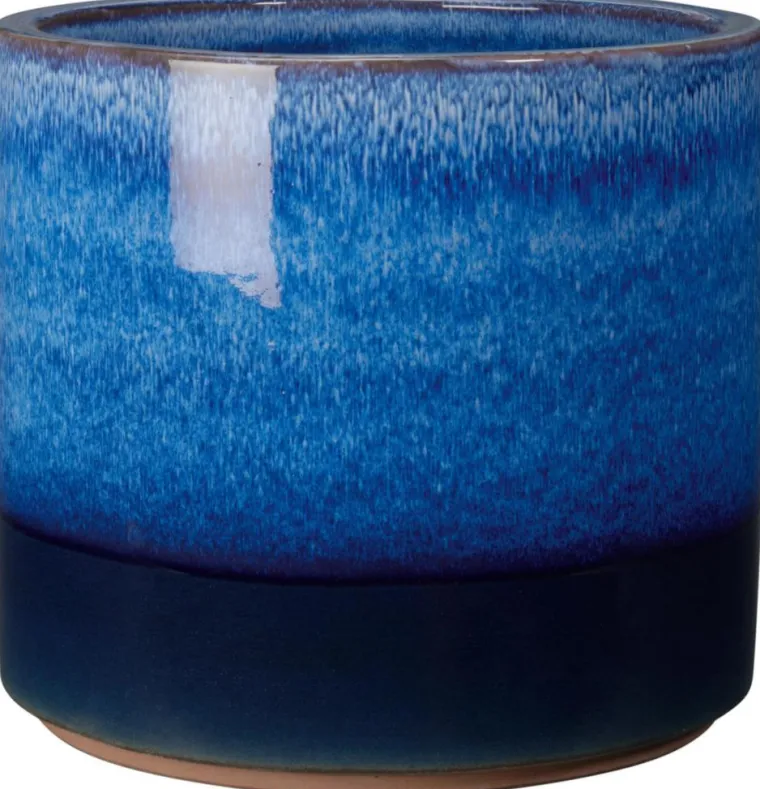 Hot DEROMA Pot en terre cuite émaillée coloris bleu Océan - Ø 30 x H 27 cm