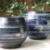 New LES POTERIES D'ALBI Pot en terre émaillée bleu Nuit étoilée Bahia - Ø 25 x H 31 cm