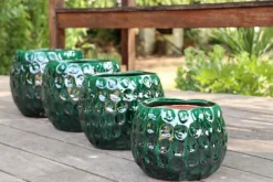 LES POTERIES D'ALBI Pot en terre émaillée coloris vert Ecaille - Ø 22 x H 23 cm