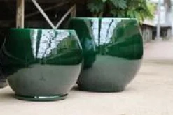 LES POTERIES D'ALBI Pot en terre émaillée vert Jade Les Poteries d’Albi Bahia - Ø 25 x H 31 cm