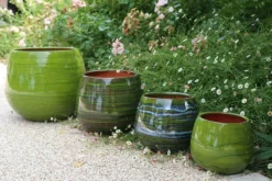 Sale LES POTERIES D'ALBI Pot en terre émaillée vert Forêt Cancale - Ø 21 x H 21 cm