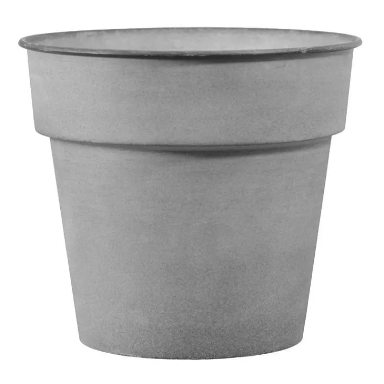 DECOLINES Pot horticole en acier peint gris clair Ø 22 x H 20 cm