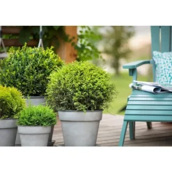 DECOLINES Pot horticole en acier peint gris clair Ø 27 x H 24 cm