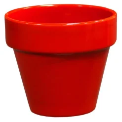 Clearance DECOLINES Pot horticole en terre cuite émaillée Rouge - D10 x H8.5