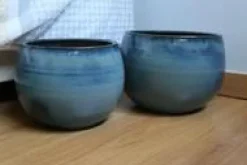 Online Pot le liseré de 4,8 L en terre émaillée coloris bleu Ø 20 x 17 cm