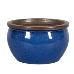 Best PASSION FOR POTTERY Pot rond Bonn bleu en grès émaillé - Ø 33 x 21 cm