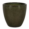 Outlet PASSION FOR POTTERY Pot rond en grès émaillé vert Busan - Ø 23 x H 20,5 cm