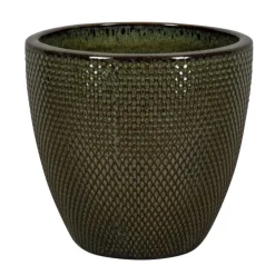 Online PASSION FOR POTTERY Pot rond en grès émaillé vert Busan - Ø 29 x H 27 cm