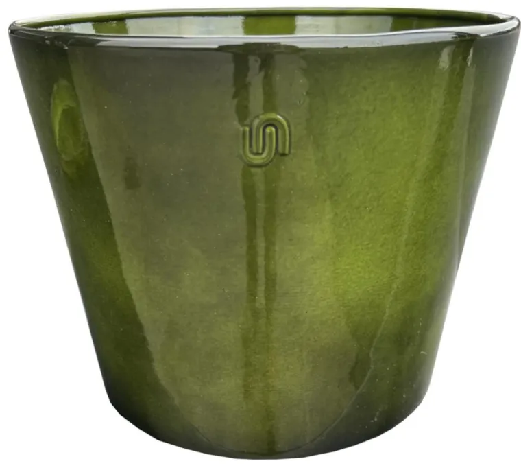 Discount UPCYCLE Pot évasé coloris vert en métal recyclé - 30,5 x 30,5 x 26.5 cm