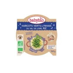 New BABYBIO Pots de panais haricots verts et riz bonne nuit 2 x 200 g
