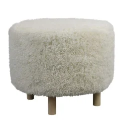 Discount Pouf rond blanc cassé en tissu - Ø 58 x H 48 cm
