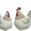 Outlet KAEMINGK Poule décorative coloris banc en terre cuite - 12 x 19 x 20 cm