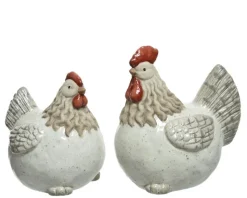 Sale KAEMINGK Poule décorative coloris blanc en terre cuite - 8,5 x 13 x 13,5 cm