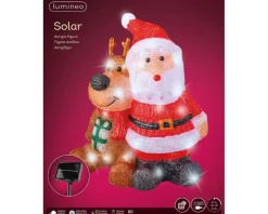 Sale KAEMINGK Père Noël lumineux solaire en acrylique rouge à 80 LED blanc froid pour extérieur - 40 cm